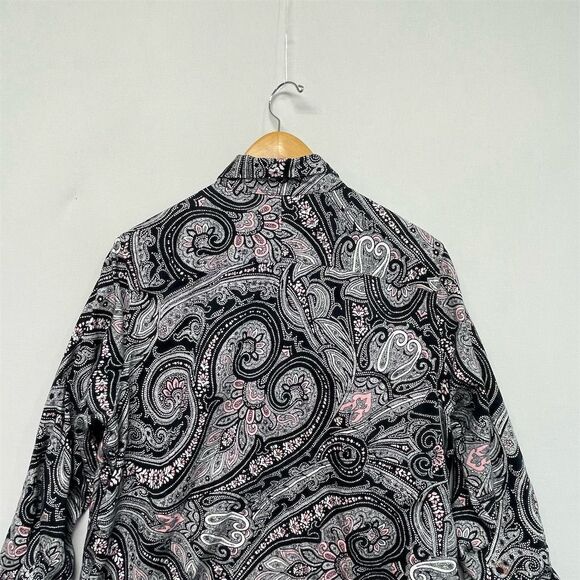 Chaps Women's Long Sleeve Paisley Button-Up Blouse Top Size 1X Floral M185 -4 - Picture 12 of 13